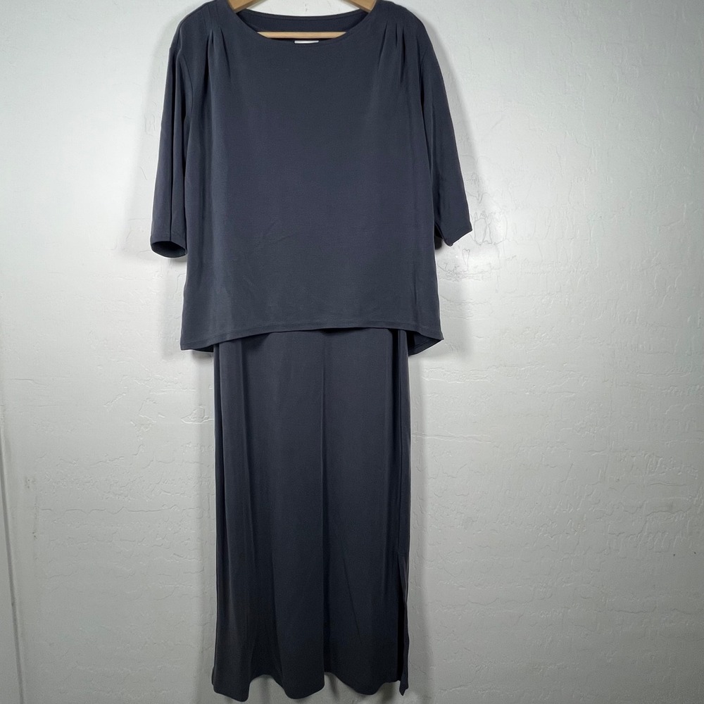 Pure Jill J. Jill Gray Modal Blend Maxi Dress and Crop Top Set KDR206551 Size S